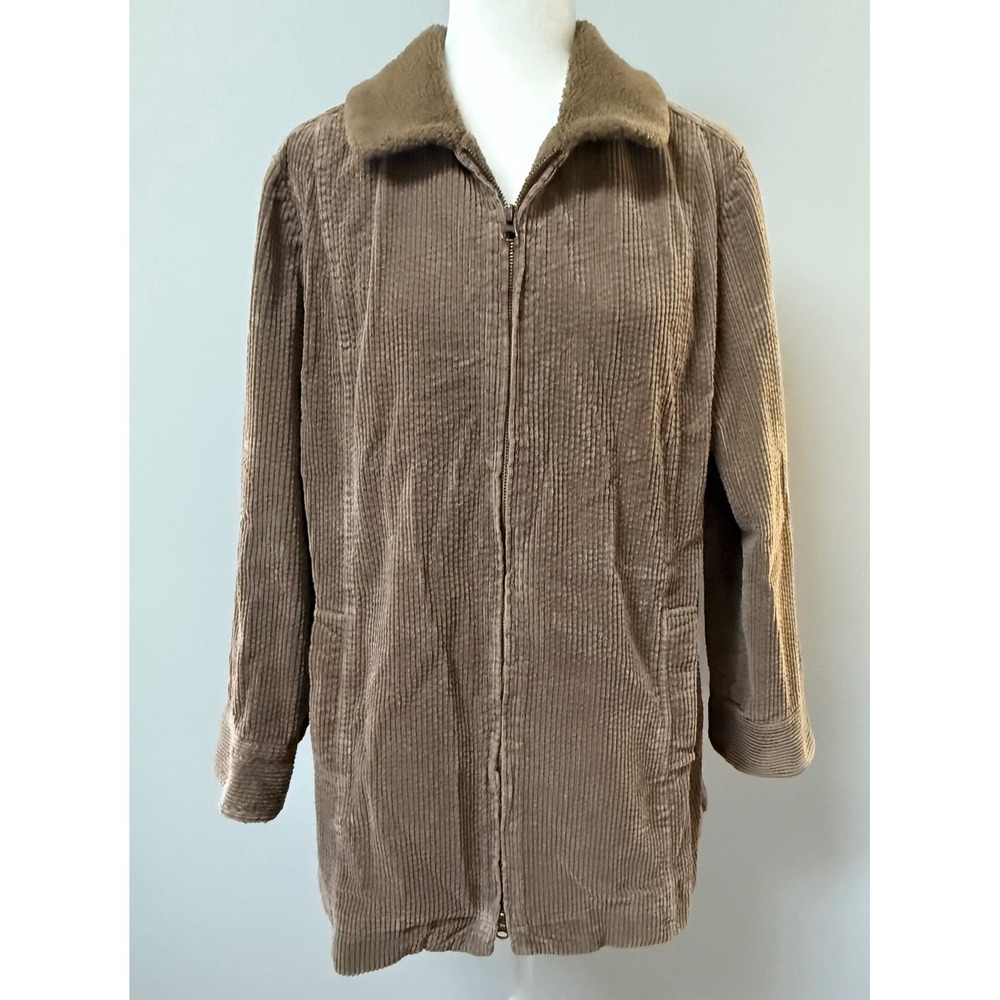 J. Jill Heritage Tumbled Cord Coat Tan Brown Corduroy Sherpa Lined Size Large P